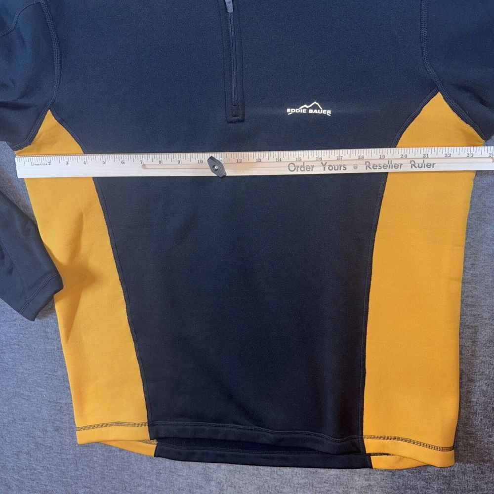Eddie Bauer Sport Men 1/4 Zip Jacket Pullover Fleece Polartec Black Yellow Sz XL - Picture 5 of 8